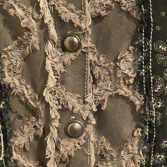 NWT POL 100% Cotton Distressed Frayed Multi Pattern Punk Hipster Button Down L - Picture 5 of 11